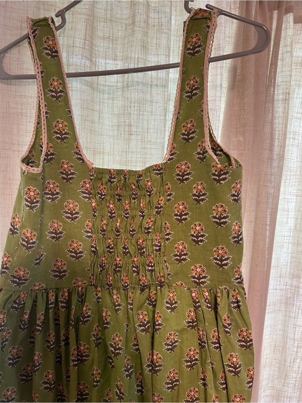 Green Floral Dress 100% Cotton - Picture 6 of 8